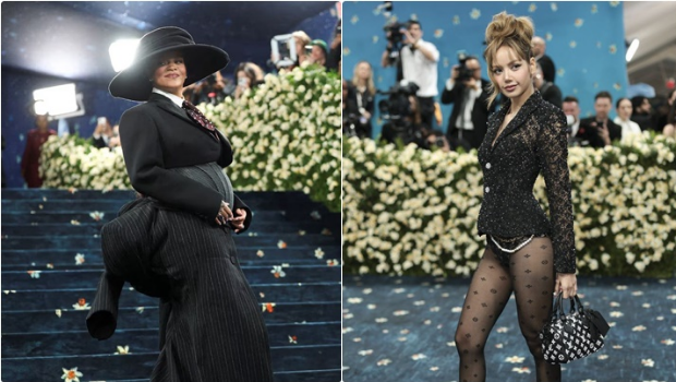 Met Gala 2025丨Rihanna挺孕肚现身成焦点，Lisa黑色超短裤性感登场