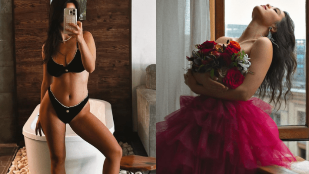 性感女神钟丽缇26岁女儿尽得真传，深V晒丰满上围刺激眼球