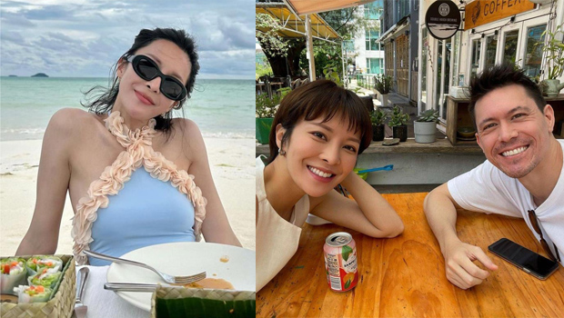 张曦雯与男友浪漫度假，沙滩真空大露背，大派福利