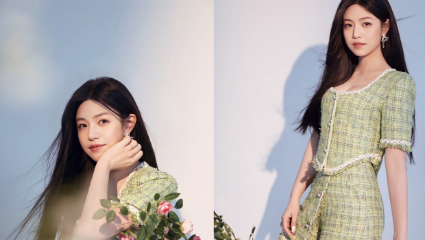 陈妍希活到40岁还像少女，深U套装泄春光：这么有料