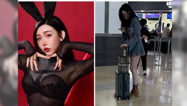 许允乐露长腿搭高铁，惹火兔女郎装吸30万观看