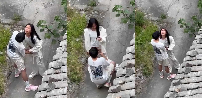 饥渴小情侣大白天在家门口就扣起来了 小女友被男友扣到仰天呻吟