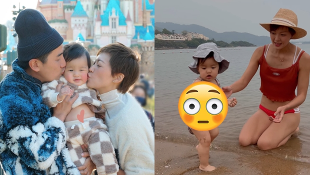 洪永城女儿首晒泳照海滩初体验，玩到就裤子掉萌样十足