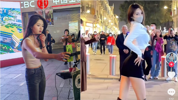 ​网红云集东门，晒蛇腰长腿，蔡依林替身颜值高引大叔围观